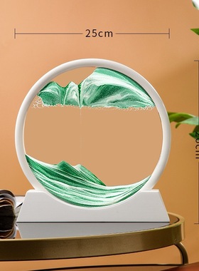 圆形山水家庭办公室沙画摆件减压