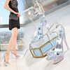 2023 Crystal Transparent Heel Waterproof Platform Catwalk Nightclub High Heel Sandals Women's Cross-Border E-Commerce Taobao Source Dropshipping