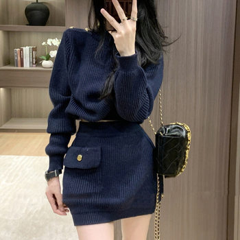 K-Style of 2025 Popular Two-Piece Gentle Suit for Women, High-End and Elegant Knitted Skirt, Autumn Outfit with a Complete Set