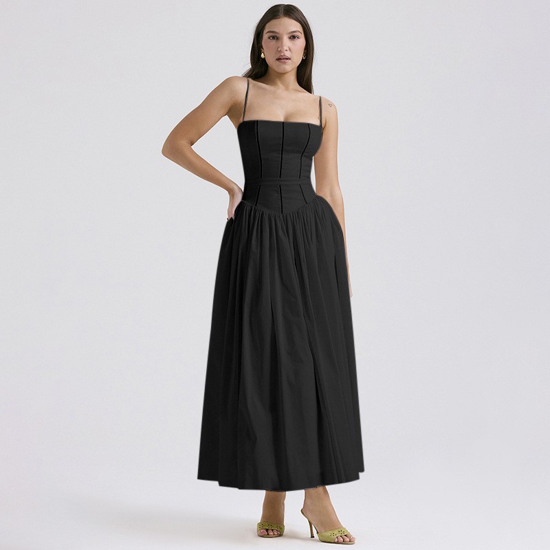 Elegant Floral Print A Line Maxi Dress Slim Fit Sleeveless Soft Fabric Perfect for Summer Events Wholesale Available