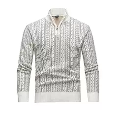 Men's Knitted Sweater with Cable Pattern, Half-High Collar, Zip-Up Pullover, Jacquard, European Size, Autumn and Winter, British Style, Men's Base Layer Shirt