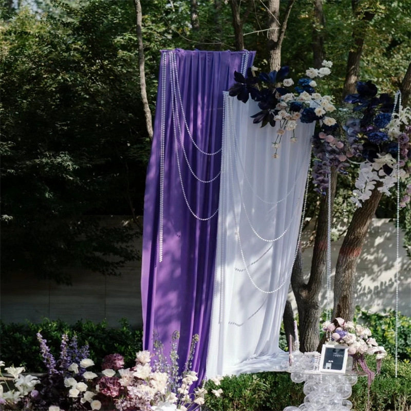 Purple Veil Milk Silk Double-sided Elastic Veil Ceiling Wedding Elastic Cloth Auditorium Stage Background Cloth Decorative Valance