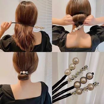 New Ball Head Hair Iron for Women Korean Imitation Pearl Flower Bud Hair Accessories Popular Multi-functional Fluffy Lazy Artifact