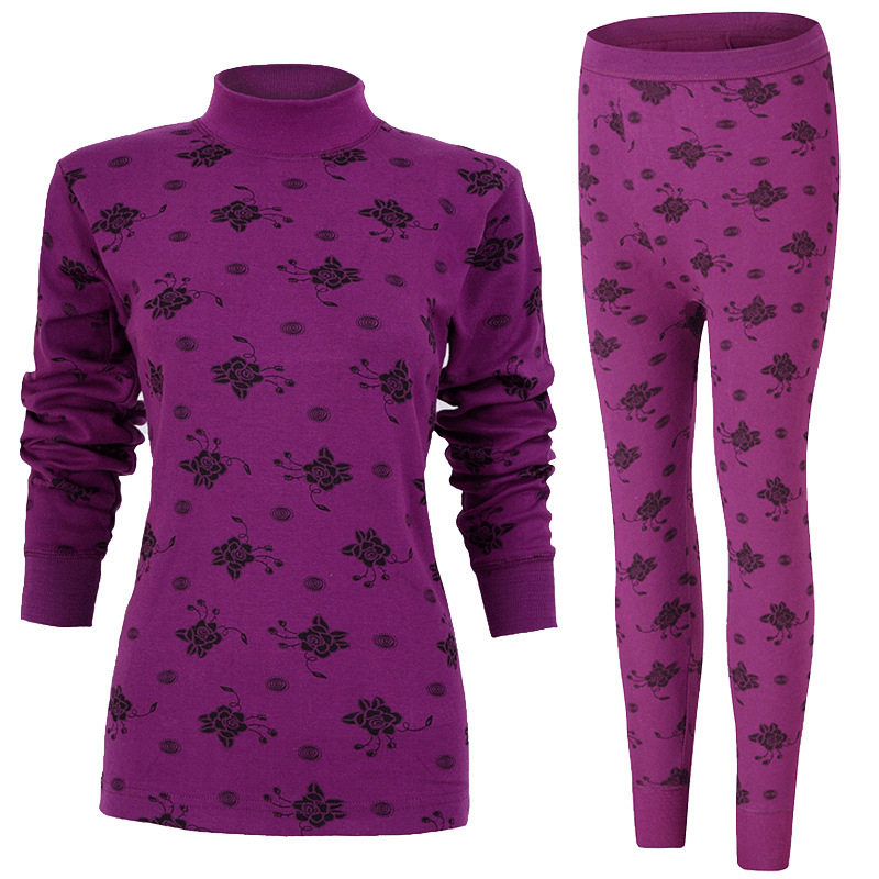 Middle-aged and elderly Long Johns women's cotton plus size thermal underwear thin suit mother cotton sweater Cotton