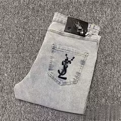 1:1 Correct Version of the Product Number, Low Gray Lettering on the Bottom, Men's Slim Fit Jeans, Spring and Summer Gray, in Stock, Korean Style Basic Model
