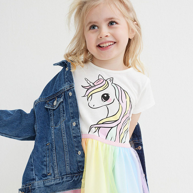 Girls' Skirt, Summer Princess Dress, Unicorn Tulle Cotton Girls' Dress