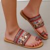 Wish Independent Station New Large Size 43 Copper Beach Sandals Women's Summer Ethnic Style Slip-On Flats Colorfulful Slippers
