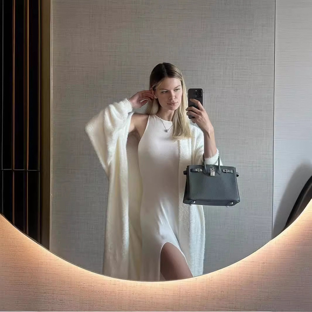 Womens Oversized Long Cardigan and Split Maxi Skirt Set Faux Mink Fabric Cozy Fall Winter Style Wholesale Available