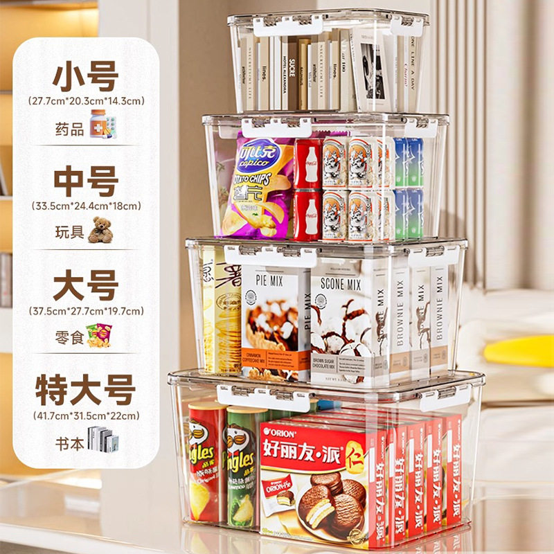 Transparent Portable Storage Box Household Snacks Books Toys Cosmetics Acrylic Storage Box Large Capacity Organizing Box
