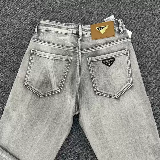 Trendy Brand Triangle Jeans New Slim Fit Pants Petite Versatile Casual Straight-Leg Light Luxury Pants