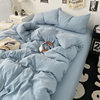 Ins Style Solid Color Cotton Four-piece Set Class A Maternal and Infant Grade Naked Sleeping Bed Sheet Quilt Cover Water Washed Cotton Bedding Three-piece Set