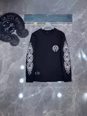 24SS CH Autumn Dress Grand Attacks Classic Cross Horseshoe Flower Arm Long Sleeve T-shirt for Cross-border