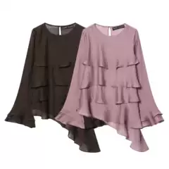 European and American style Amazon and AliExpress bestseller, fashionable and versatile 2-color asymmetric layered decorative top