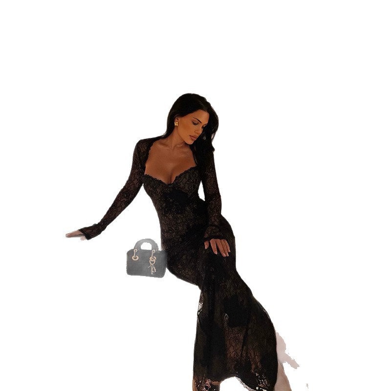 Lace Mermaid Dress Slim Fit Long Sleeve Elegant Design Evening Gown for Special Occasions Wholesale Available