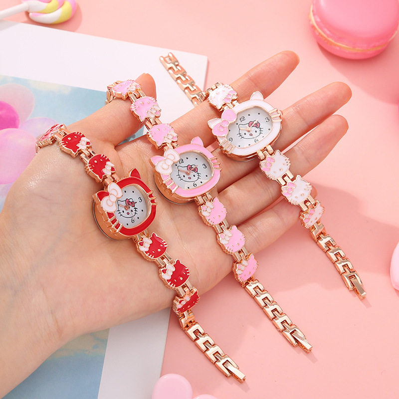 Fashion KT cat cartoon watch female student girl Lady cute bracelet watch in stock wholesale