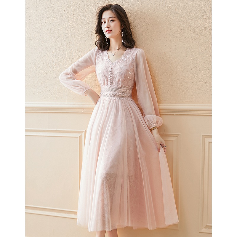 (Mới) Mã K4943 Giá 1250K: Váy Đầm Liền Thân Nữ Dotdhi Dài Tay Lưới Mỏng Hàng Mùa Xuân Thu Đông Thời Trang Nữ Chất Liệu G04 Sản Phẩm Mới, (Miễn Phí Vận Chuyển Toàn Quốc).