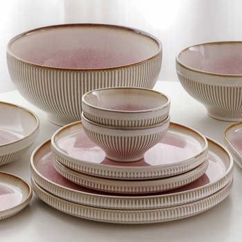 Omk Cream Style Ceramic Dinner Plate Creative Kiln Glaze Household Round Plate Restaurant Western Pasta Plate Wholesale