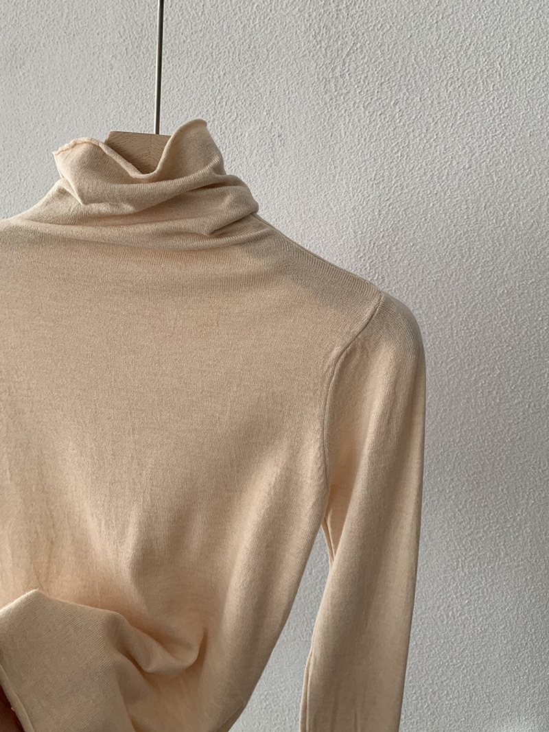 欧玛莱 柔软堆堆领纯色长袖安迪绒修身显瘦针织打底衫上衣女 4793