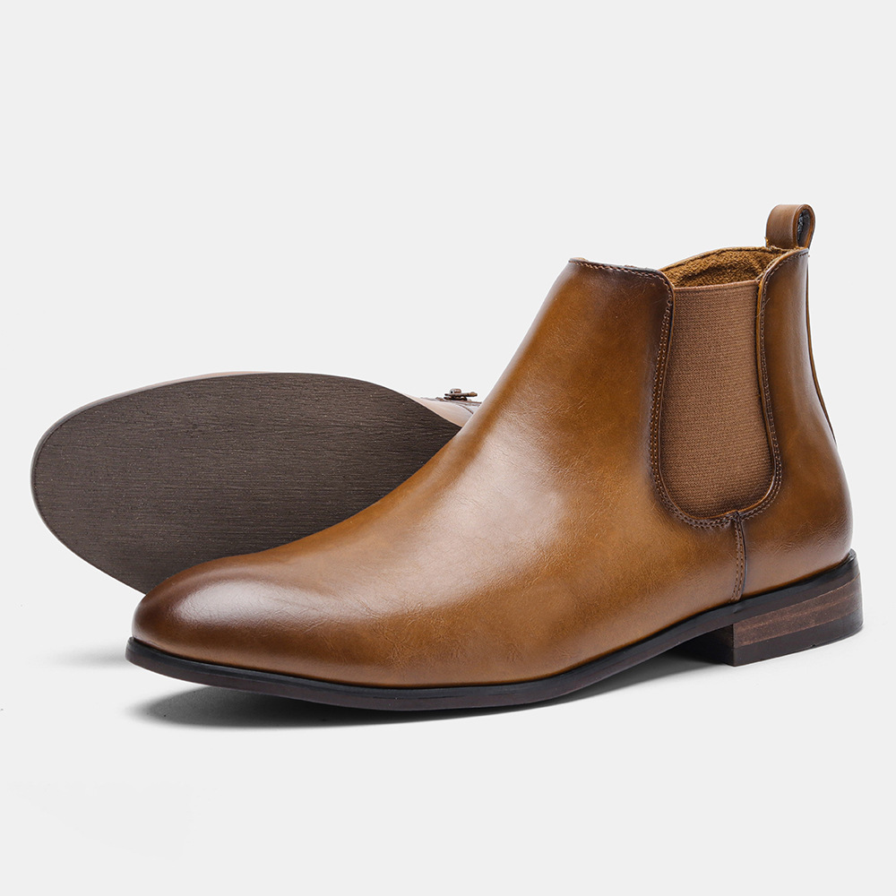 men's chelsea boots male leather shoes 39~50大码男士切尔西靴 - 图3