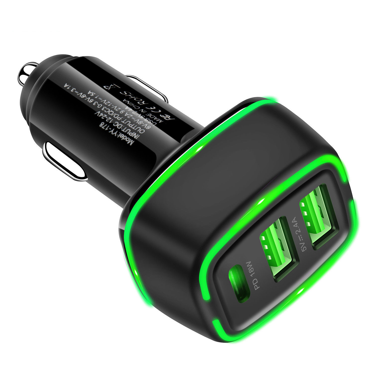 PD CAr ChArger 5v3.1A ChArging with PD QC Output