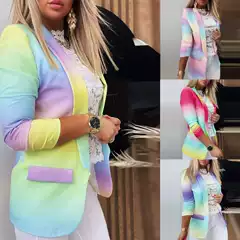 Women's Fall Long-Sleeve Blazer 2021 New European & American Styles Gradient Office Lady Professional Fitted Jacket