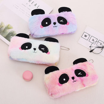Cross-border new panda large capacity zipper pencil case Cartoon creative simple female student stationery pencil case manufacturers wholesale