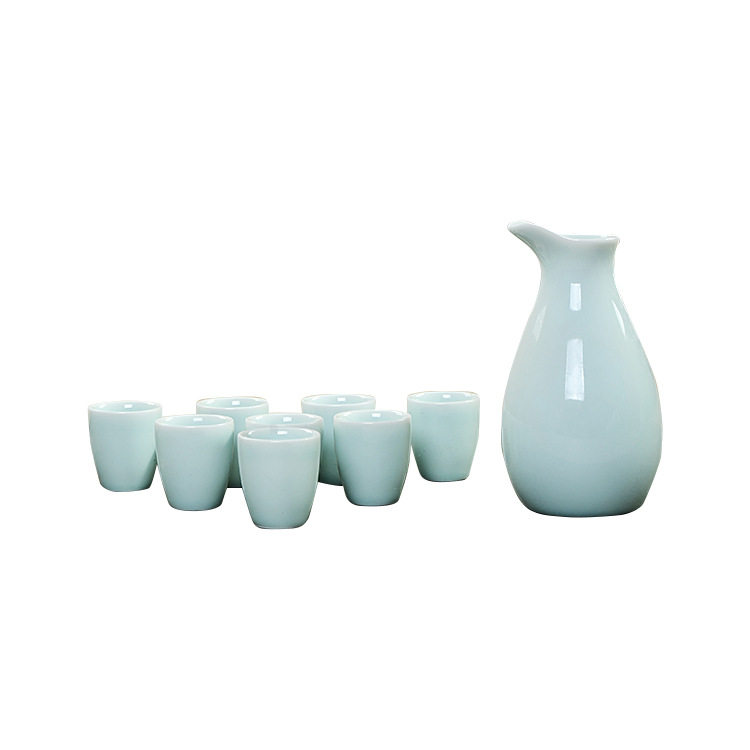 Supply celadon yellow wine separator ceramic wine pot retro style Chinese wine set Wholesale