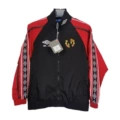 Man L retro black and red silicone logo windbreaker