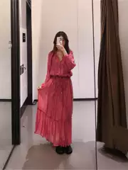Za Women's Export Cross-Border 2025 Wrinkle Effect High Waist Loose Skirt Long Skirt + Long-Sleeved Shirt 5029085