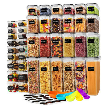 Manufacturers supply 42-piece rectangular grain sealed cans plastic sealed boxes transparent moisture-proof storage box