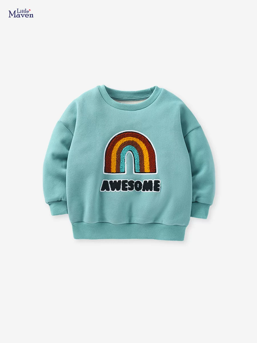 Kids' Cute Fleece-Lined Long-Sleeve Hoodie, Autumn Pullover Top