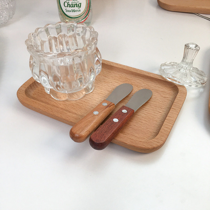 ins style wooden tray round wooden tray Japanese style Oval Beech small wooden dish coffee shop dessert plate cake plate