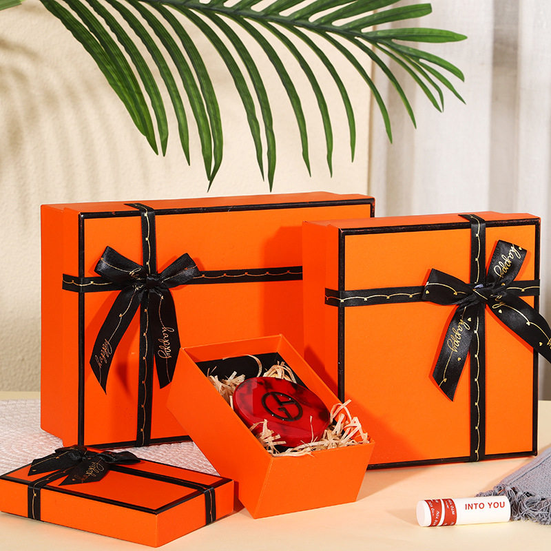 Factory wholesale orange in stock gift box lid large gift box Valentine's Day hand gift box jewelry box
