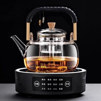 Teapot for Brewing Tea Around the Stove, High-Temperature Resistant Charcoal-Fired Milk Tea Pot, Large-Capacity Tea Maker, Fully Automatic Electric Ceramic Stove Health Pot