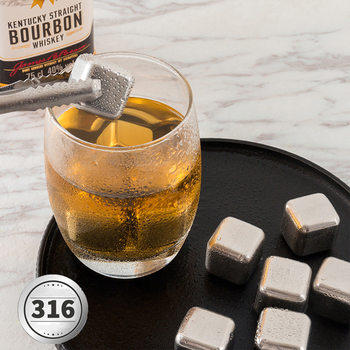 Stainless steel 304 metal Ice Cube whiskey beer iced wine Stone household quick-frozen ice cube bar wine set suit