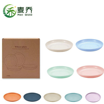 Amazon Wheat Straw Household Plastic Large Plate Drop-resistant Simple Japanese-style Microwave 5678 Inch Disc Spot