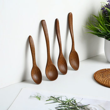 Natural log chicken wing wooden spoon household children's rice spoon tableware lettering LOGO wooden tableware supplies wholesale