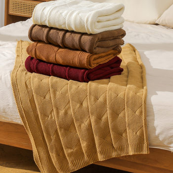 Waffle Sofa Blanket Knitted Blanket Office Air Conditioning Nap Blanket Aviation Blanket Casual Blanket Bed Blanket Small Blanket