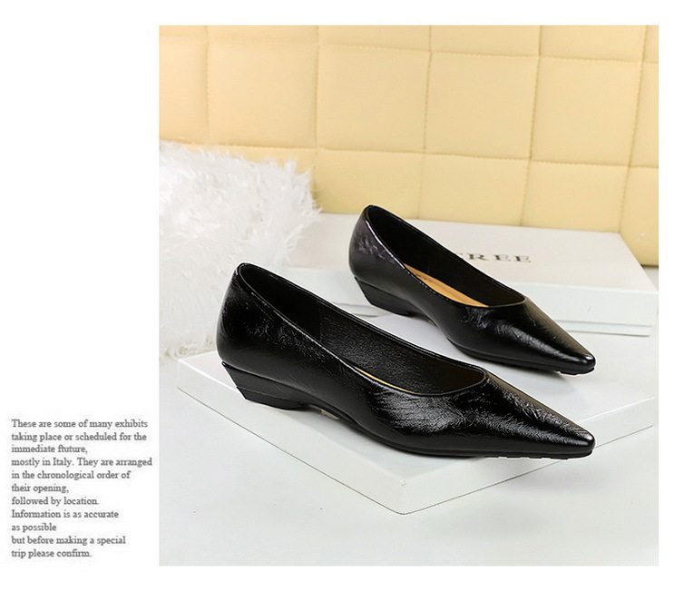 Giày Búp Bê Nữ Mũi Nhọn Da Bóng Chiều Cao Đế Khoảng 3cm Màu Đen, Nâu, Đỏ, Trắng chi tiết 16