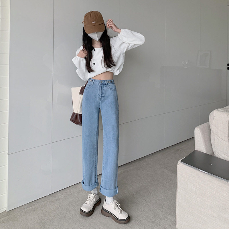 Womens Vintage Loose Fit Denim Jeans Spring Collection High Waisted Flattering Casual Straight Leg Wholesale