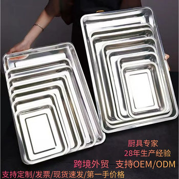 Wholesale Stainless Steel Trays and Plates for Home and Commercial Use, Deepened Dish Plates, Fruit Plates, Thickened Dumpling Plates, Tea Trays, Cross-Border