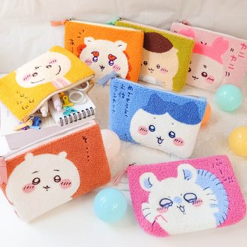 In Stock Japanese Chiikawa Jiyikawa Cosmetic Bag Cartoon Cute Plush Embroidered Student Stationery Pencil Case