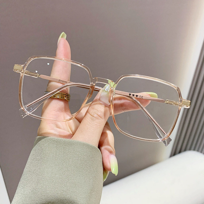 New Korean-style anti-blue light non-power glasses retro square glasses frame plain plain glasses myopia finished glasses