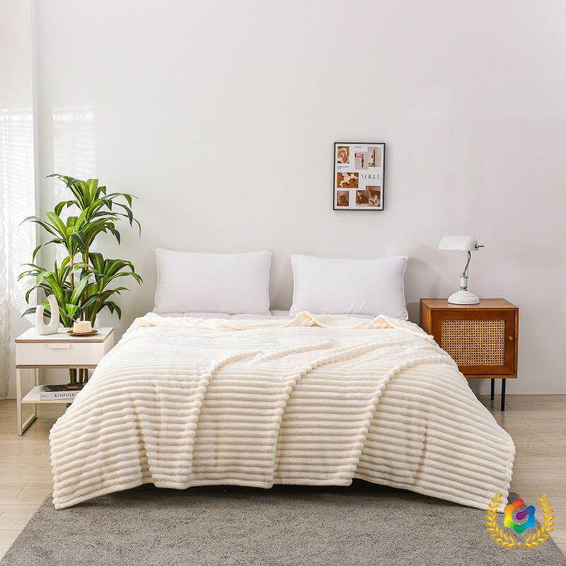 ✅ Manufacturer Wholesale Thickened Flannel Blanket Cross-Border New Striped Blanket Sofa Blanket Student Office Nap Blanket