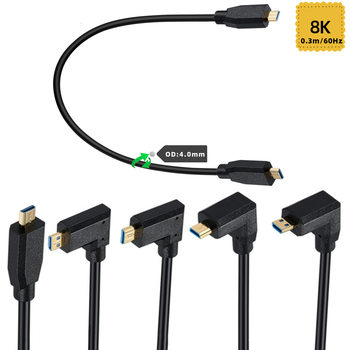 8K @ 60Hz fine wire OD4.0mm Micro Micro HDMI male to Micro HDMI male gold-plated adapter cable