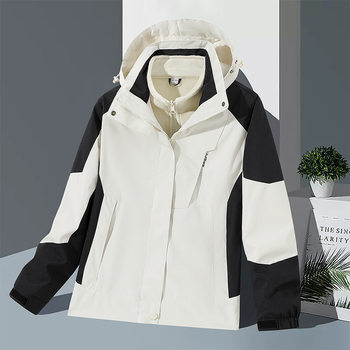2025 New Outdoor Jacket Casual Versatile Hooded Workwear Detachable Three-In-One Warm Fashion Jacket