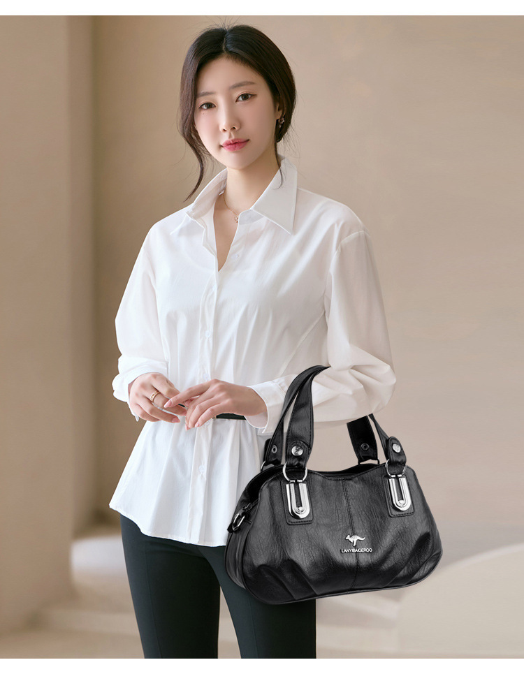 Túi xách nữ đeo vai dáng ngang chất liệu PU vân vỏ cây — màu đen, Màu đỏ rượu, Màu nâu, Màu tím