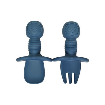 Xlee Source Manufacturer Baby Learning to Eat Training Silicone Fork and Spoon Independent Eating Kidsren's Tableware Ready for Sale