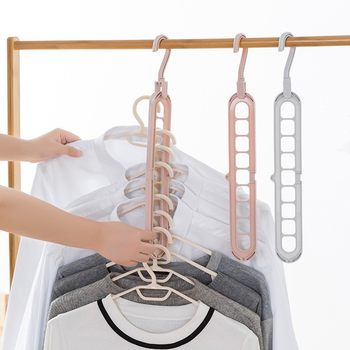 Multi-functional Nine-hole Clothes Hanger Household Clothes Hanging Dormitory Folding Magic Clothes Hanger Space-saving Storage Artifact Wardrobe
