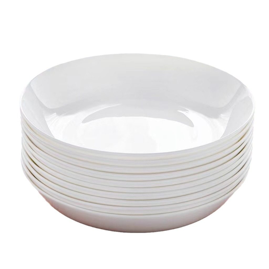 Jingdezhen Bone China Rice Dish Pure White Deep Dish Household Dish Fish Head Dish Tableware Bowl and Dish Hotel Table Hot Dish